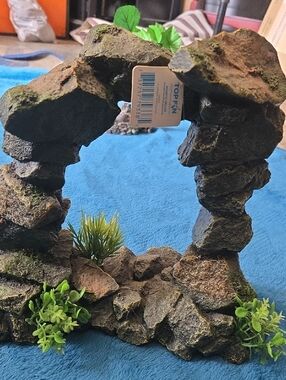 Top Fin Rock Arch Aquarium Decor - Natural Brown & Green